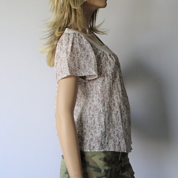 NWT Lucky Brand Square Neck Flutter Top - Picture 2 of 3